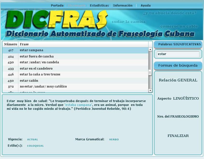 Automated Dictionary of Cuban Phraseology